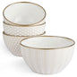 Narbonne Stoneware Cereal Bowls - Cream and Gold Set of 4 - n a - bowls