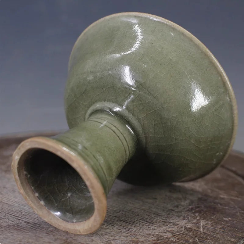 Celadon Phoenix High‑Footed Bowl – Antique‑Style Porcelain Ornament - - Decorative Bowls