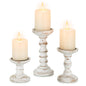 Rustic Wood Pillar Candle Holders - Set of 3 - Whitewash Brown 3.9" - 6" - 8.3" - candle holder