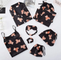 7pc Long Sleeve Pajama Sleepwear Sets black