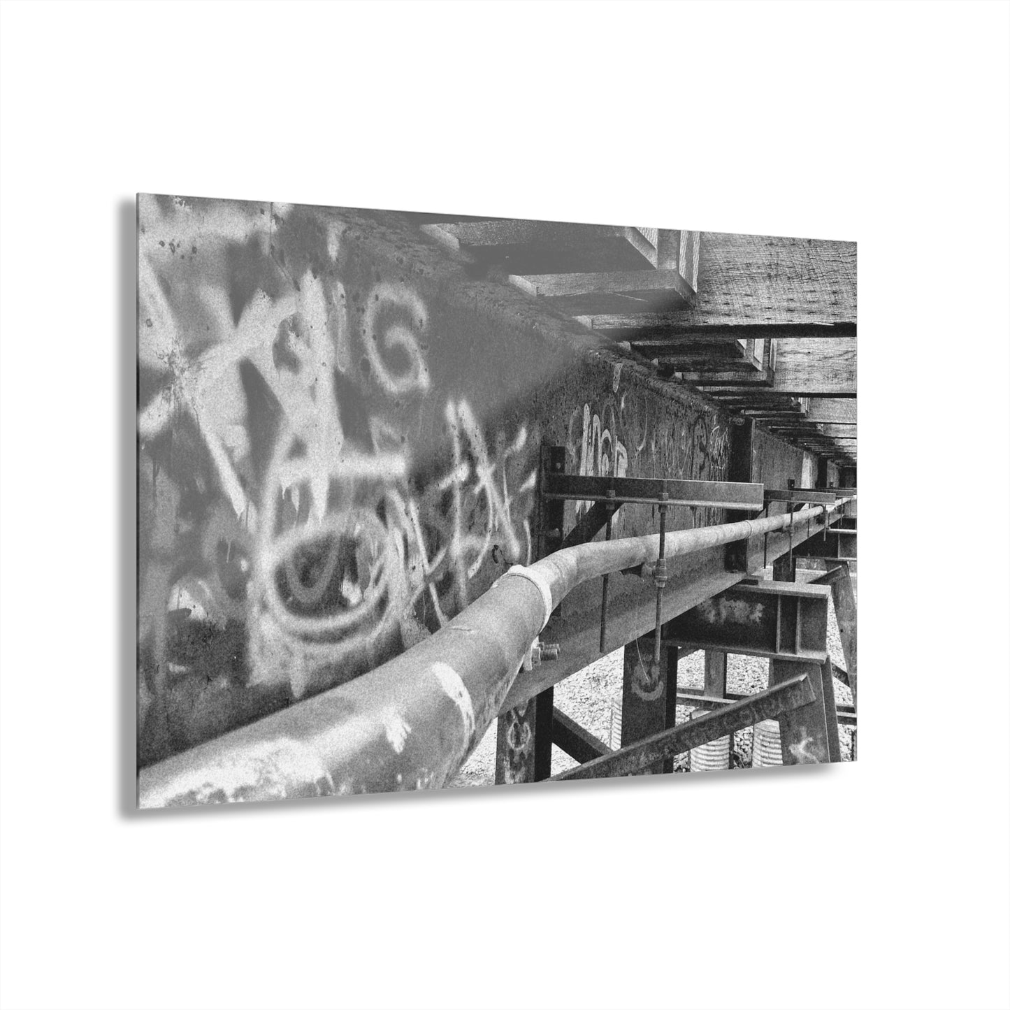 Black & White Urban Graffiti Acrylic Print — Industrial Alley Wall Art French Cleat - - Home Decor