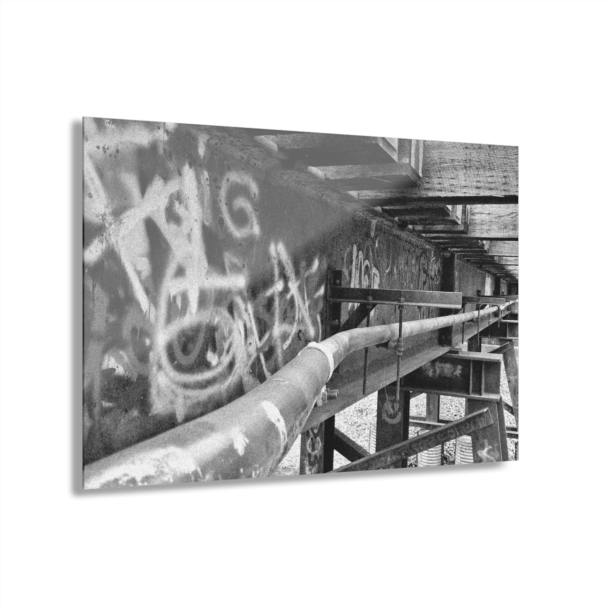 Black & White Urban Graffiti Acrylic Print — Industrial Alley Wall Art French Cleat - - Home Decor