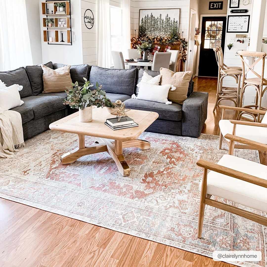 Maayon Medallion Rust Washable Area Rug - - Rugs