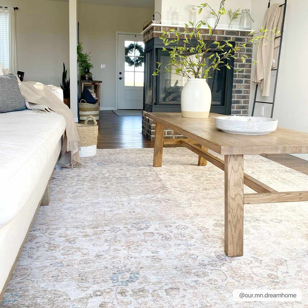 Cream Holi-2301 Washable Area Rug - - Rugs