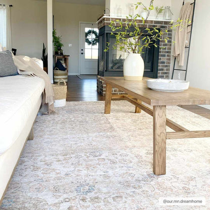 Cream Holi-2301 Washable Area Rug - - Rugs