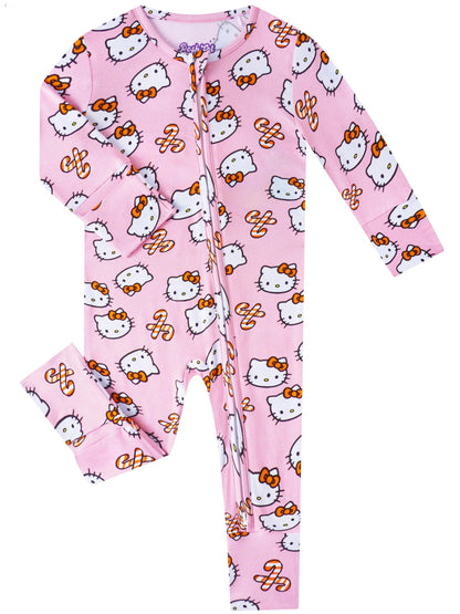 PoshTOT Sanrio Hello Kitty Pink Bamboo Baby Convertible Zippy Romper - - Zippy Romper