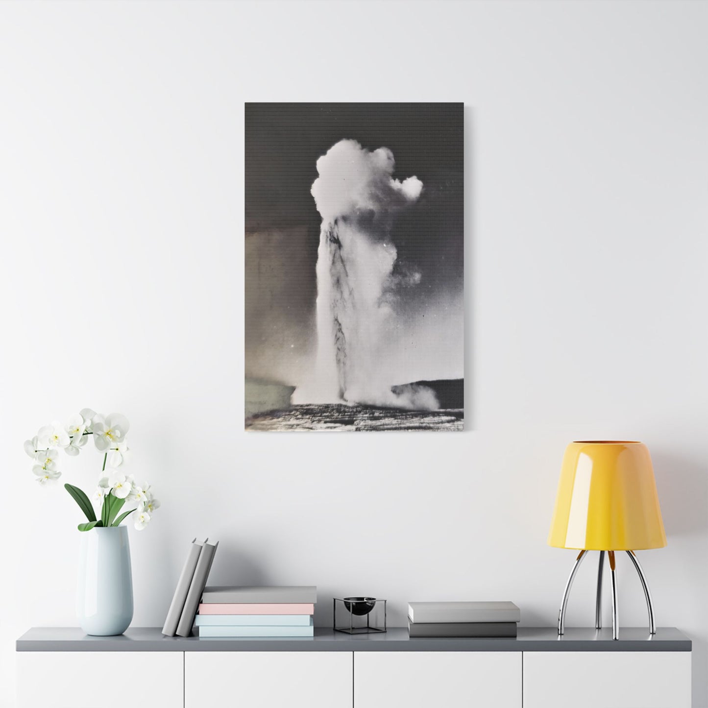 Old Faithful Geyser Yellowstone Satin Canvas, Stretched