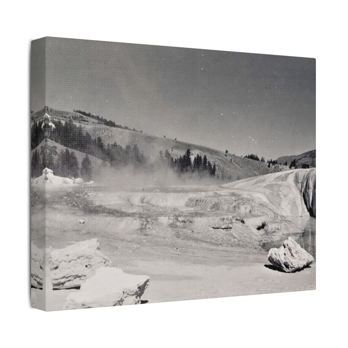 Mammoth Hot Springs Satin Canvas, Stretched