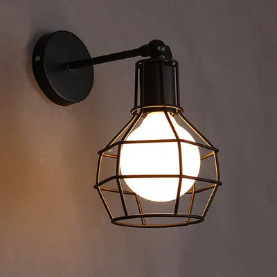 Single Head Industrial Vintage Retro Wooden Metal Wall Lamp