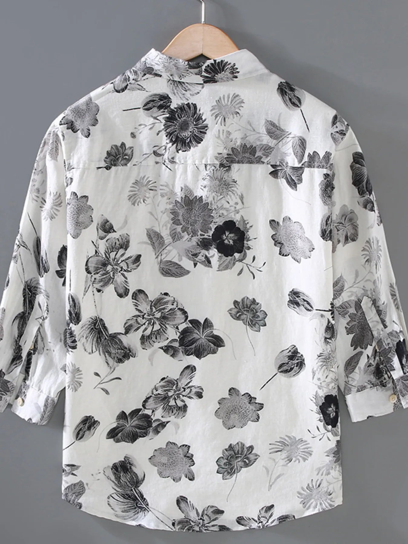 Men's Plus Size Printed Button Up Long Sleeve Shirt - -