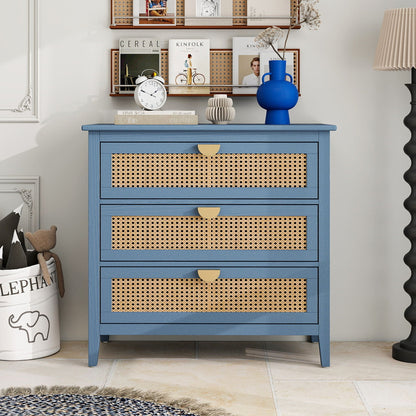 3 Drawer Cabinet, Natural Rattan, American Furniture- Unique Piece Furniture- {{Product type}}