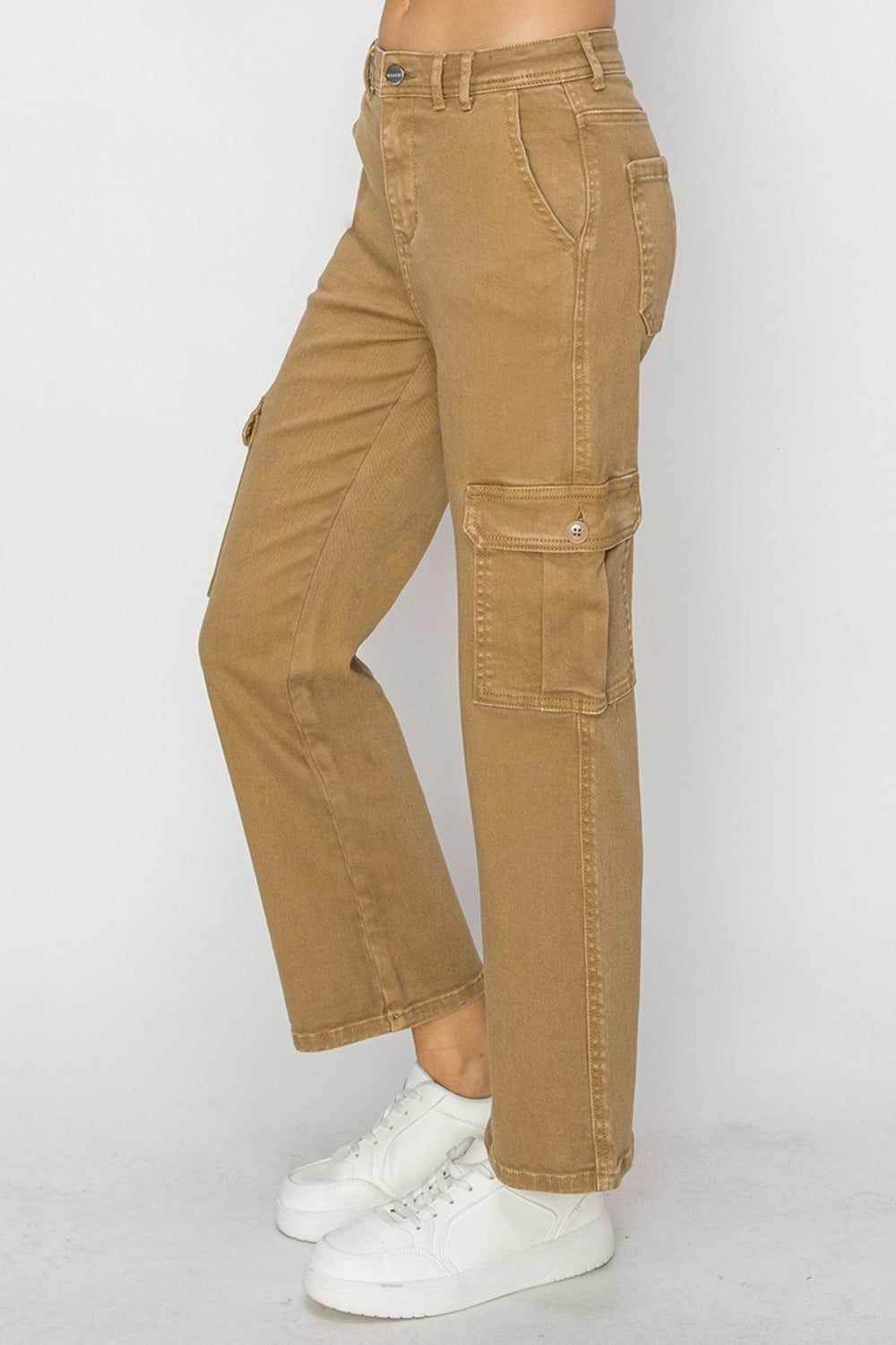 Risen Mocha Brown Denim Cargo Jeans - - jeans