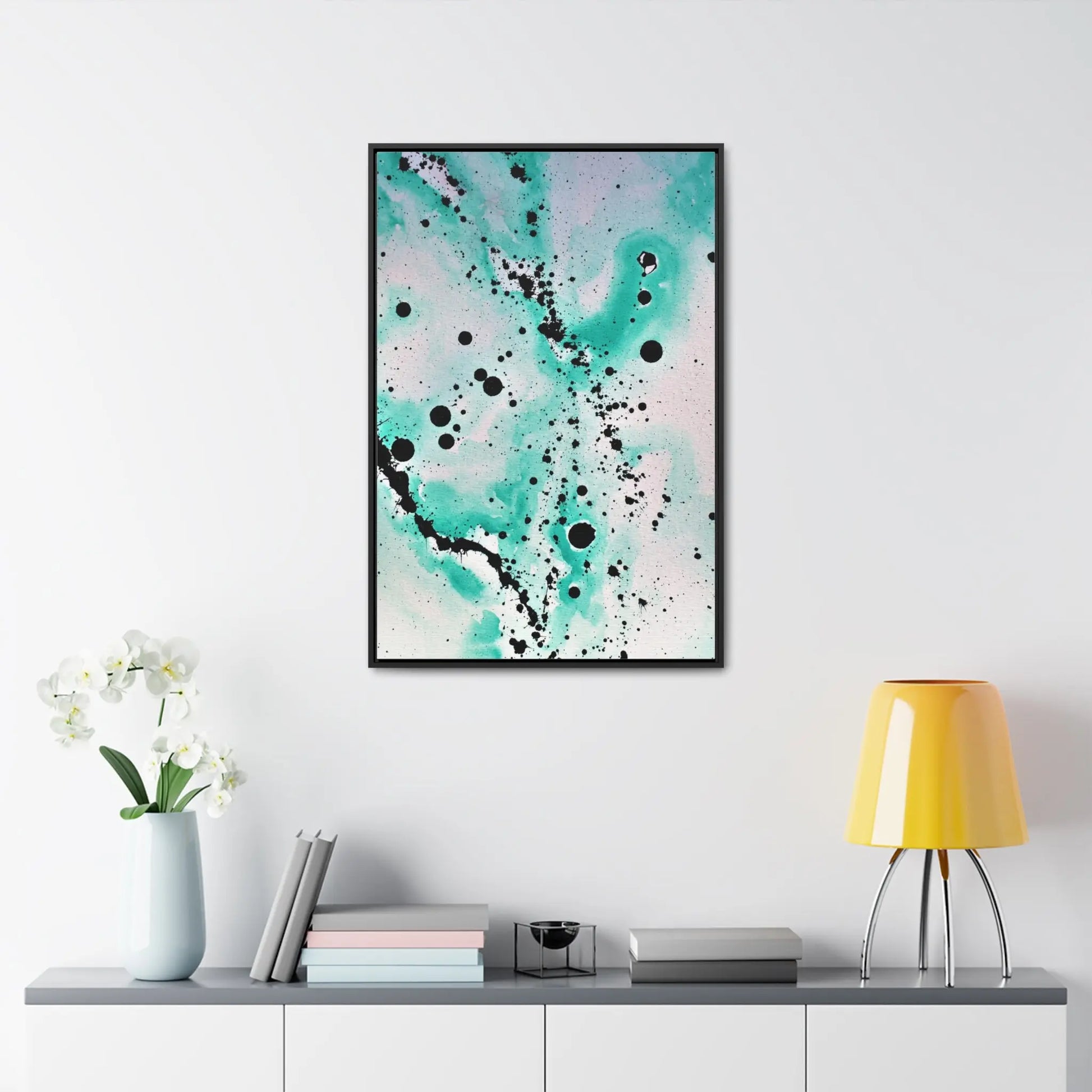 Teal Burst Gallery Canvas Wraps, Vertical Frame