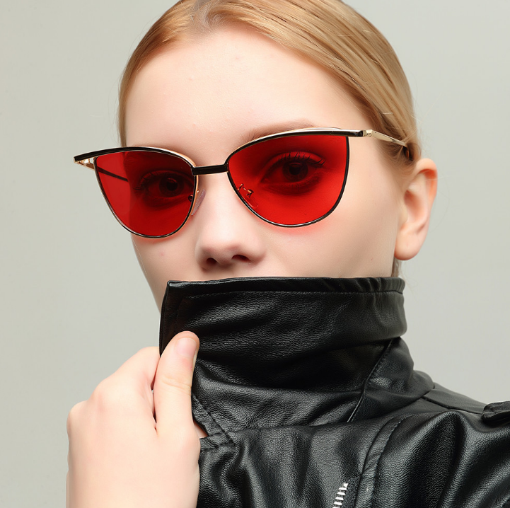 Metal Cat Eye Sunglasses 1802 with Transparent Frame - - sunglasses