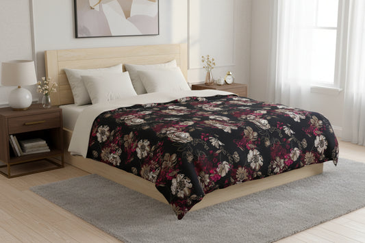 Floral Microfiber Duvet Cover - King Cream - Home Decor