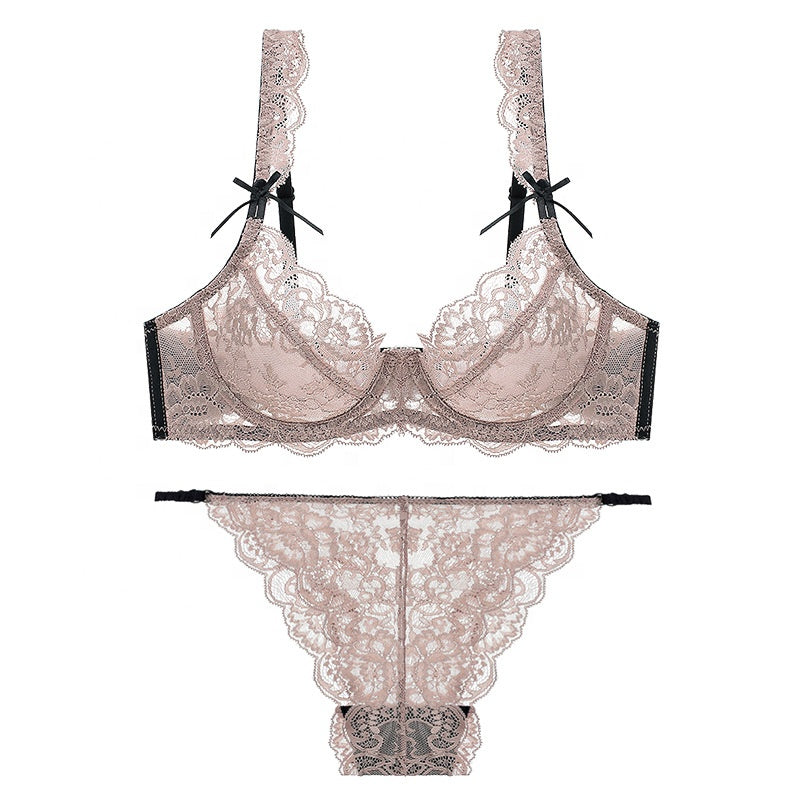 Transparent See Through Sheer Lingerie Bra Set