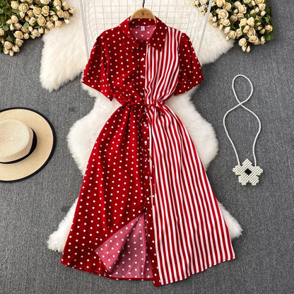 Woman Short Sleeve Shirt Dress