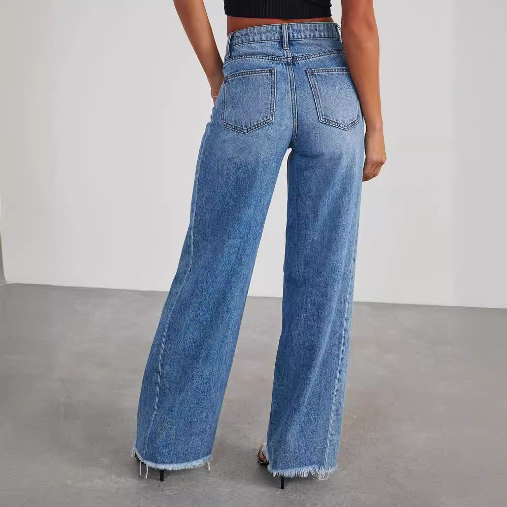 Frayed Hem Jeans - - Women's Fashion - Women's Clothing - Bottoms - Jeans