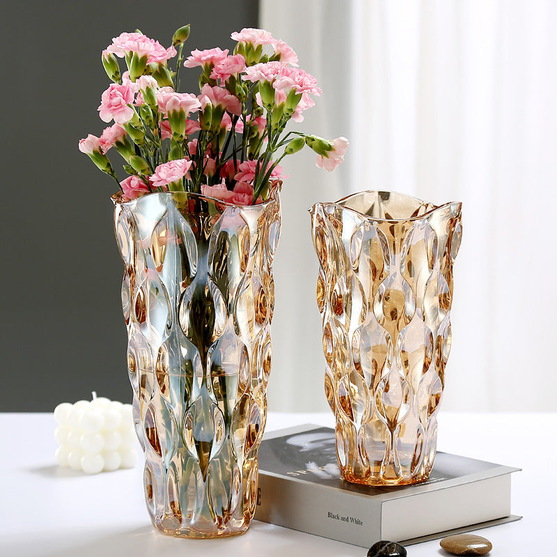 Crystal Glass Vase Flower Arrangement Decoration Ornaments - - flower vase