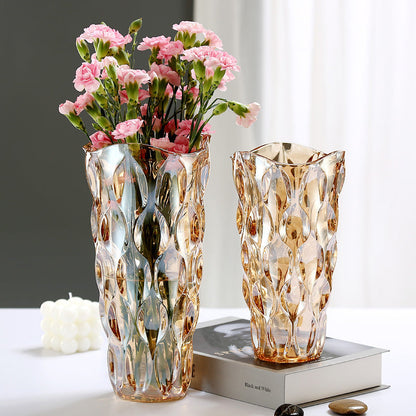 Crystal Glass Vase Flower Arrangement Decoration Ornaments - - flower vase