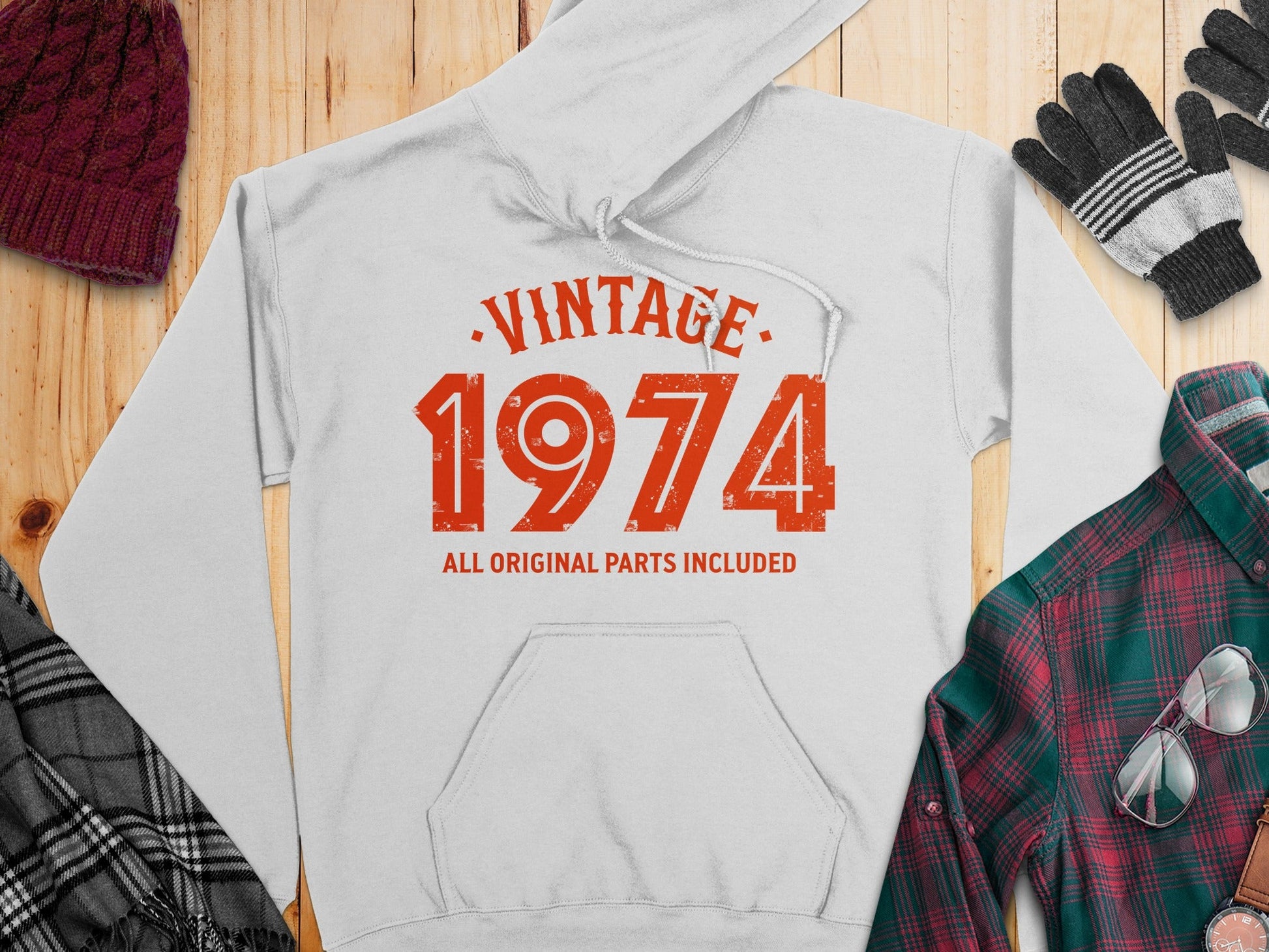 Vintage 1974 All Original Parts Included Design Hoodie- Cloud 16 Clothing Co.- {{Product type}}