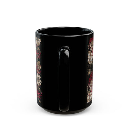Rose Floral Black Mug - Kia Day Design