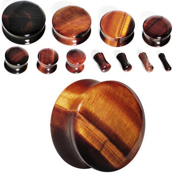 2G Red Tiger Eye Natural Stone Plug- BodyCandy- {{Product type}}