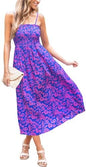 CUPSHE Ditsy Floral Smocked Sundress Ruffled Spaghetti Straps - Blue Paisley - dress