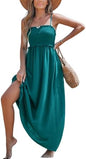 CUPSHE Ditsy Floral Smocked Sundress Ruffled Spaghetti Straps - Green - dress