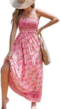 CUPSHE Ditsy Floral Smocked Sundress Ruffled Spaghetti Straps - Pink Floral - dress
