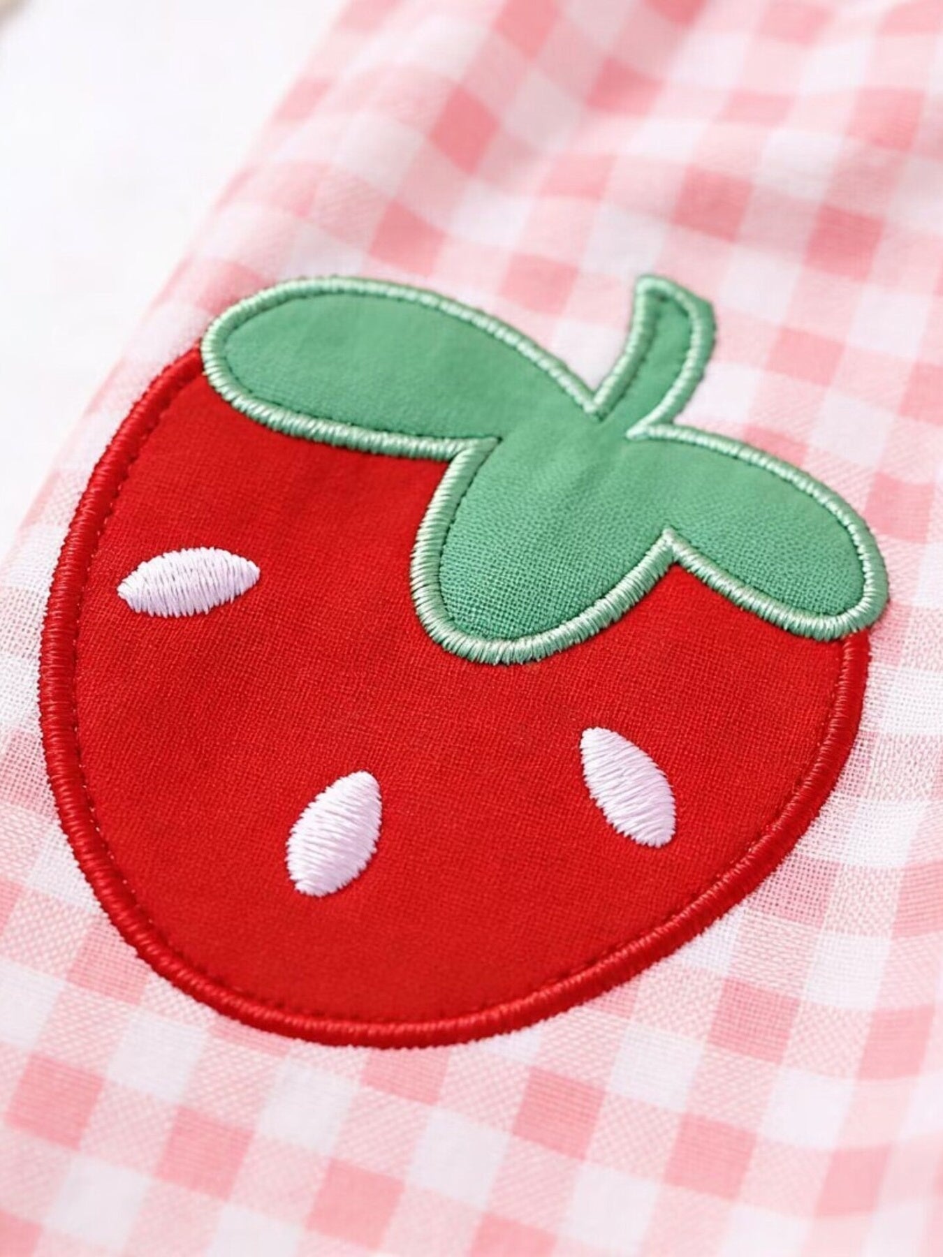 Children's Fruit Embroidered Sleeveless Plaid Dress - -
