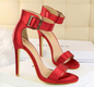 Stiletto Heels Satin High Heels Buckle Sandals - gules 35 - heels