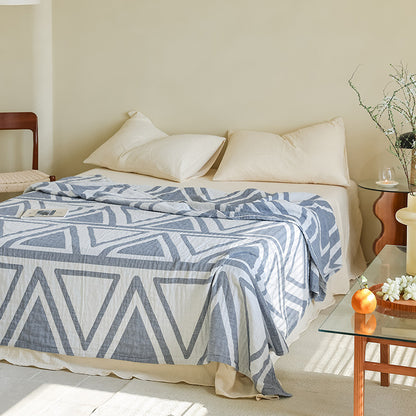 New Cotton Three-Layer Gauze Blanket for All Seasons - Hoh Xil-Blue 200 * 230cm (about 1.25kg) - blanket