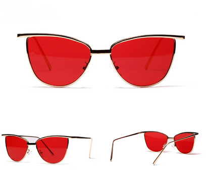 Metal Cat Eye Sunglasses 1802 with Transparent Frame - - sunglasses