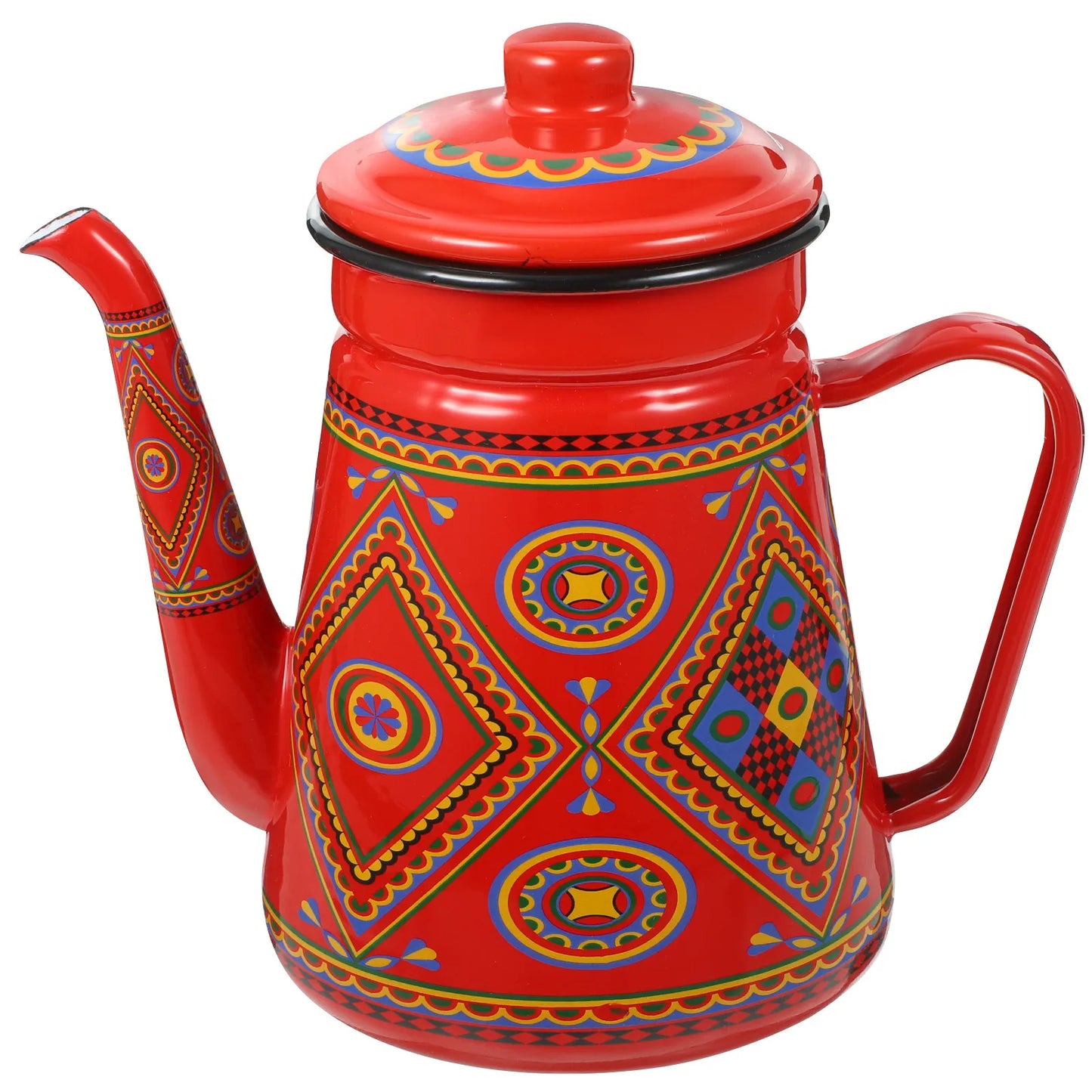 Red Enamel Coffee Pot Stovetop Tea Kettle - - Tea Supplies
