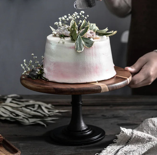 Wooden Cake Stand with Solid Wood Tray Kia Day Design