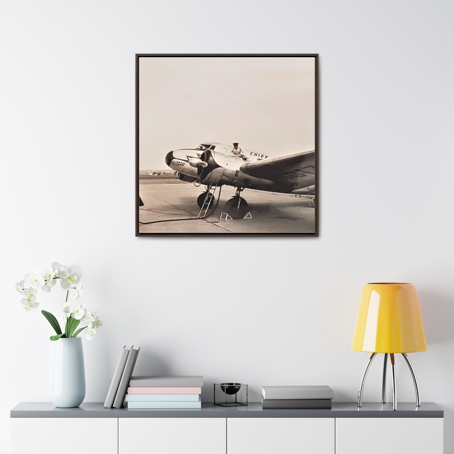 Refueling Mid-Contintent Chief Line 1939 Gallery Canvas Wraps, Square Frame