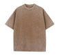 230GSM Unshrinkable Qualified Cotton Vintage Acid Wash T Shirt Brown