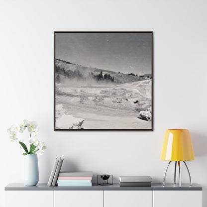 Mammoth Hot Springs Gallery Canvas Wraps Square Frame 36″ x 36″ Premium Gallery Wraps (1.25″) Walnut