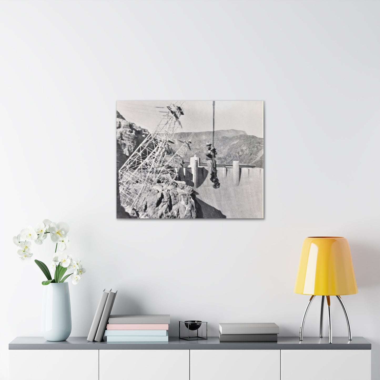 Suspended Boulder Dam Worker Canvas Gallery Wraps