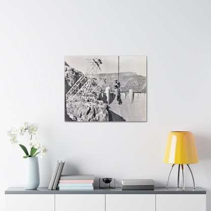 Suspended Boulder Dam Worker Canvas Gallery Wraps 30″ x 24″ 1.25"