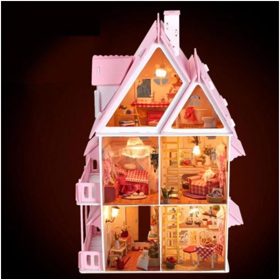 DIY Large House Model Kit - Sunshine Alice - Sunshine Alice Ribbon Light - dollhouse