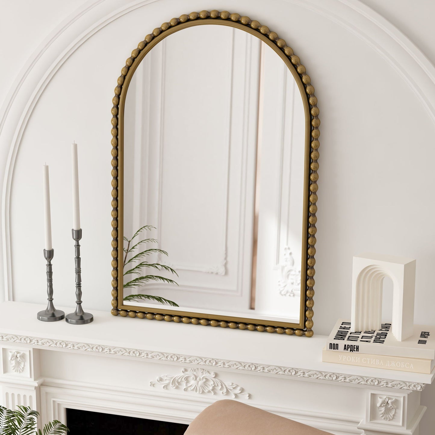 Vintage Iron Art Arch Mirror, Wall Hanging Or Table Display - - Wall Mirrors