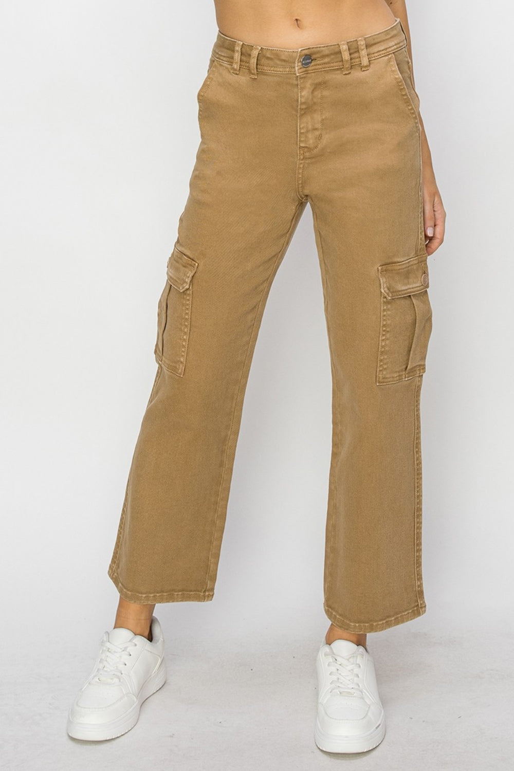 Risen Mocha Brown Denim Cargo Jeans - Mocha - jeans