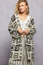 POL Black Granny Square Pattern Open Front Crochet Cardigan - BLACK MULTI One Size - Cardigans