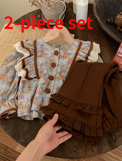 Girls Floral Shirt and Bell Bottom 2 Piece Outfits