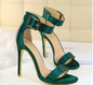 Stiletto Heels Satin High Heels Buckle Sandals - green 39 - heels