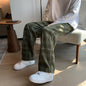 Mens Corduroy Straight Leg Plaid Pants - ArmyGreen XXL - pants