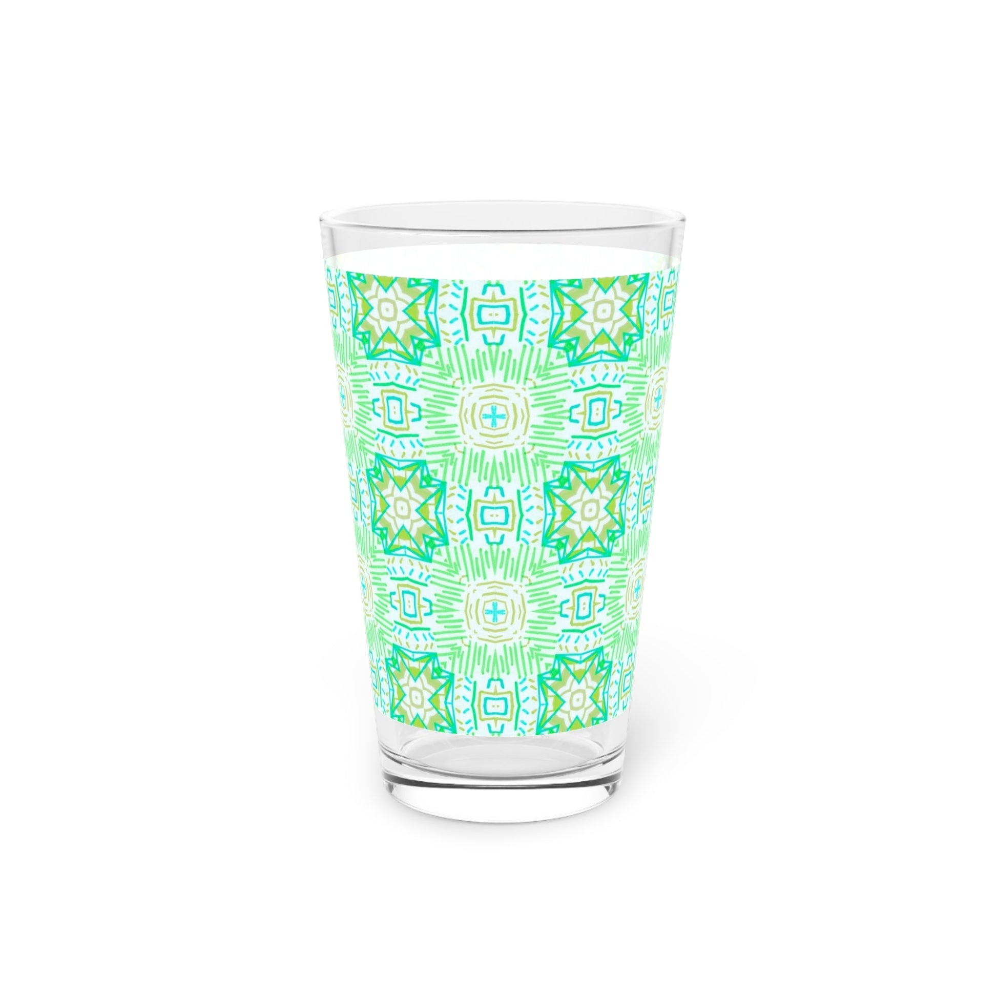 Light Green Geometric Pint Glass - 16oz - Kia Day Design