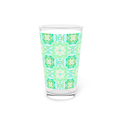 Light Green Geometric Pint Glass - 16oz - Kia Day Design